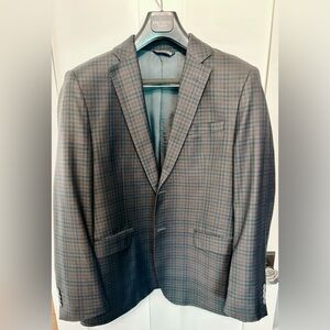 Men's Blue & Brown Checkered Blazer